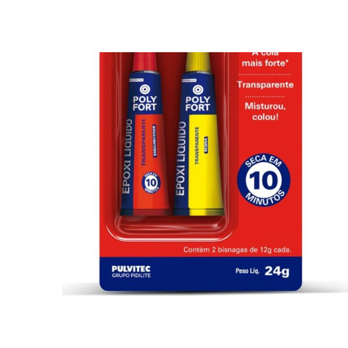 Adesivo Epoxi Liquido Polyfort 10 Minutos 24G Pulvitec Ea004