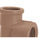Tee Marrom Amanco Liso/Liso/Rosca 25Mm X 3/4'' 11848 - Kit C/50 