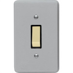 Conjunto Perlex 4X2 Cinza Com Placa(1Simples ) 1381