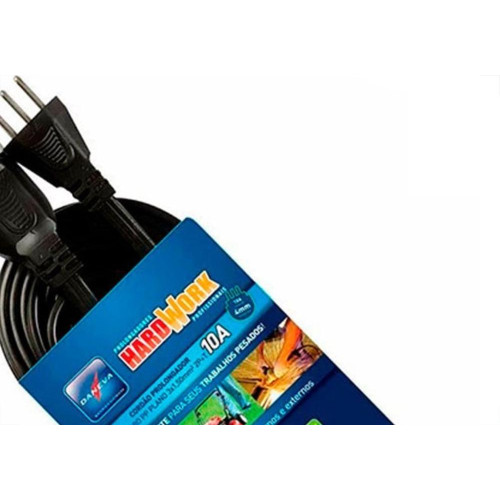 Extensao Daneva Prolongador Macho Femea Hw 2 Polos 20M Preta 10A Dn1530