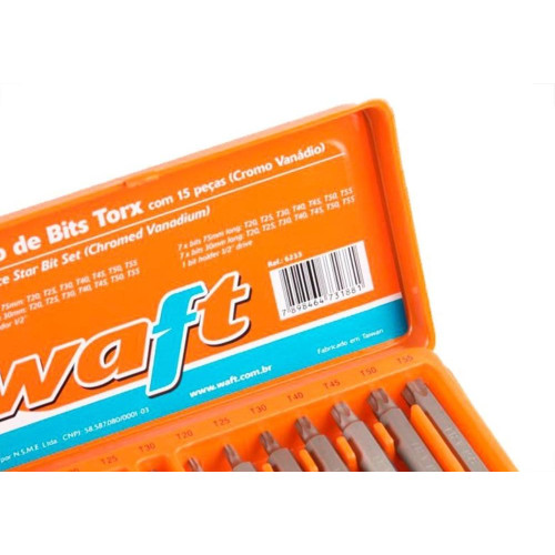 Chave Torx Waft T20At55 Com Adaptador 15Pecas 6233