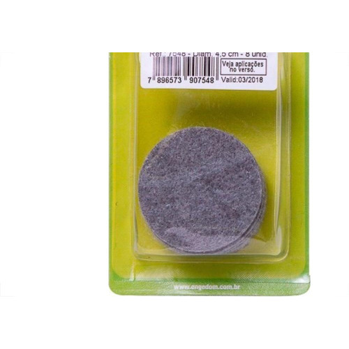 Feltro Aa Engedom Cinza Redondo 4,5Cm 8Pecas 7548