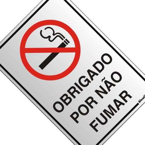Placa Sinalizacao Aluminio 16X23 ''Obrigado Por Nao Fumar'' 150Al