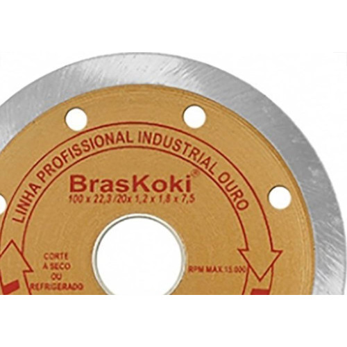 Disco Diamantado Braskoki 110Mm Turbo Jet Ouro Seco Agua 