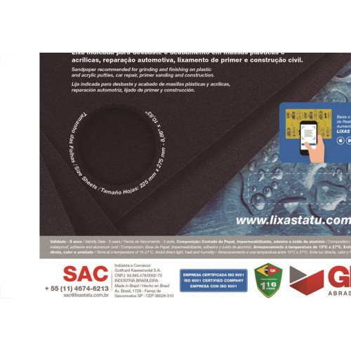 Lixa Dagua Tatu 600 Hidrolix T24506001000 - Kit C/50 
