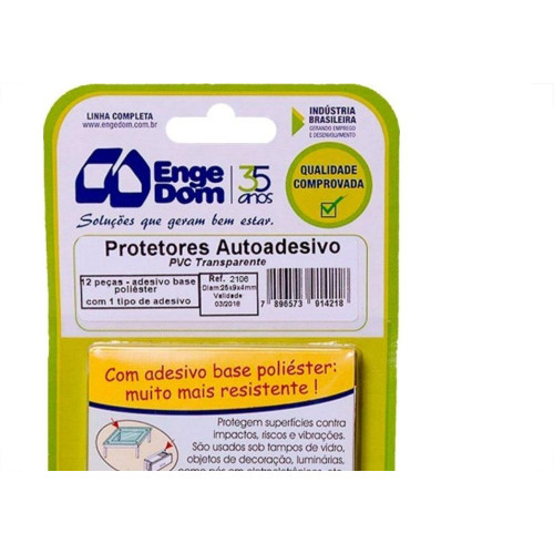 Protetor Adesivo Engedom Trasparente Retangular 25X9X4 12Pecas 1421