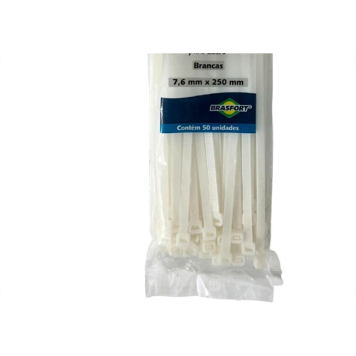 Abracadeira Nylon Brasfort Branca 7,6X250 50 Pecas 8689