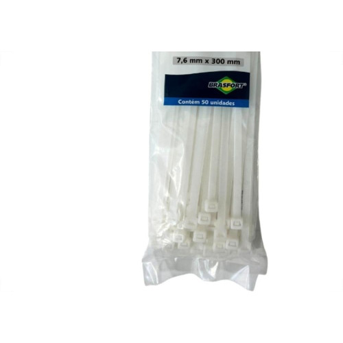 Abracadeira Nylon Brasfort Branca 7,6X300 50 Pecas 8690