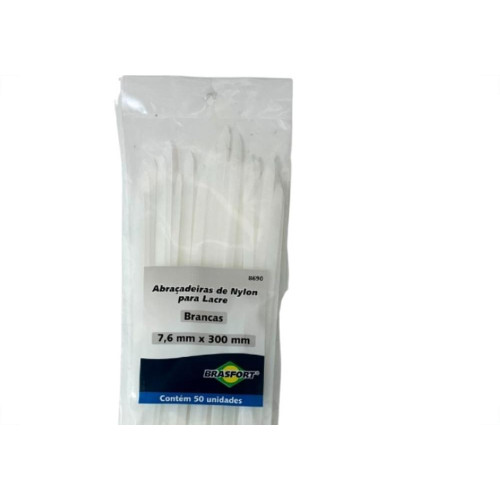Abracadeira Nylon Brasfort Branca 7,6X300 50 Pecas 8690