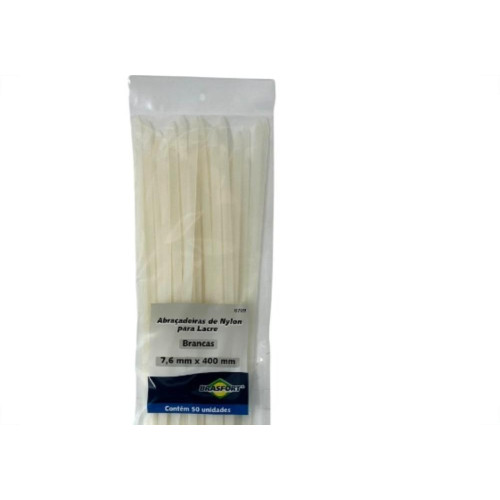 Abracadeira Nylon Brasfort Branca 7,6X400 50 Pecas 8709