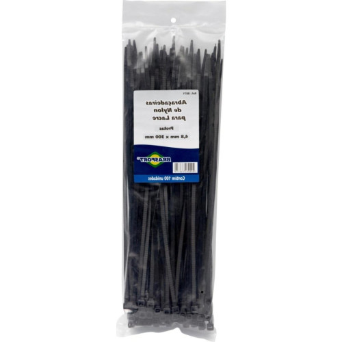 Abracadeira Nylon Brasfort Preta 4,8X300 100 Pecas 8871