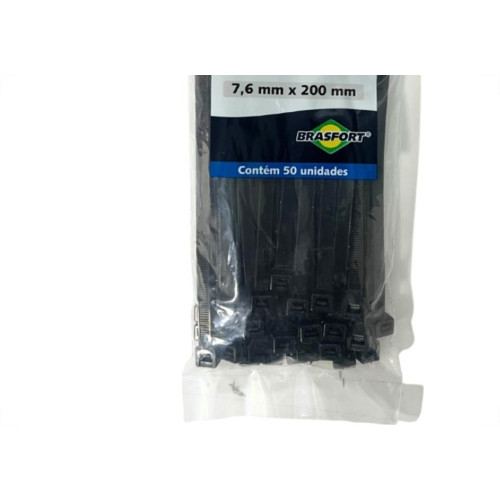 Abracadeira Nylon Brasfort Preta 7,6X200 50 Pecas 8878