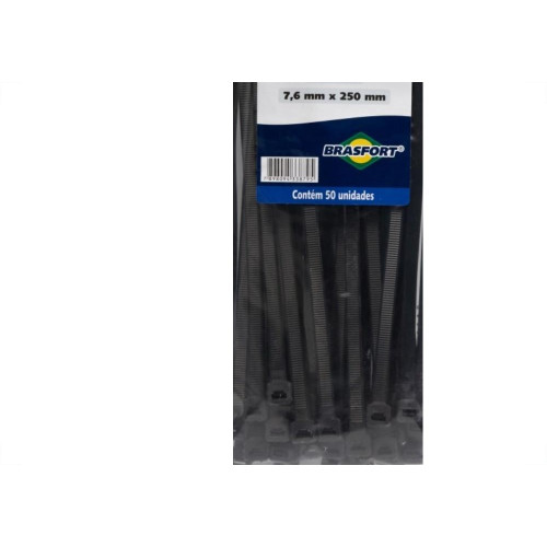 Abracadeira Nylon Brasfort Preta 7,6X250 50 Pecas 8879
