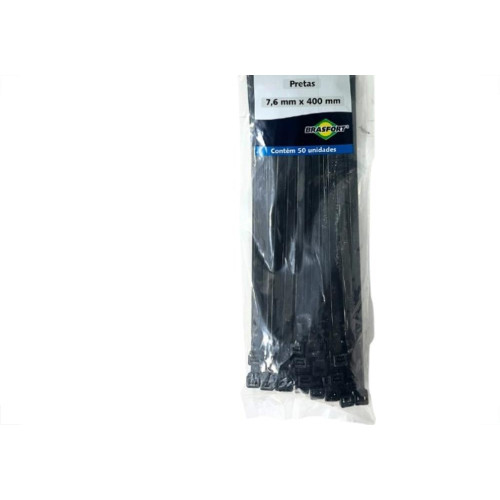 Abracadeira Nylon Brasfort Preta 7,6X400 50 Pecas 8883