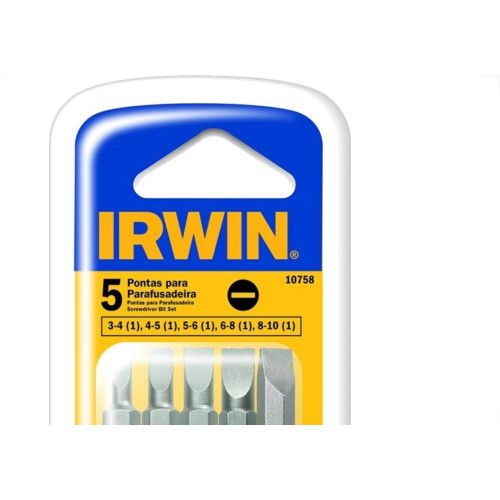 Ponteira Irwin Power Bit Fenda Com 5 Pecas 