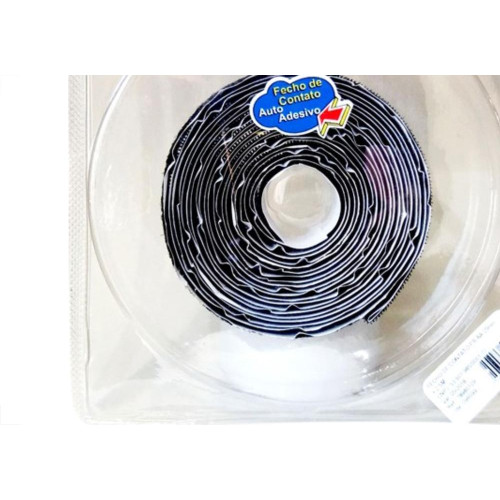 Fecho Contato Adesivo Preto 25X250Cm Rl109 