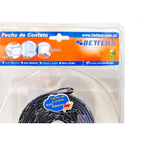 Fecho Contato Adesivo Preto 25X250Cm Rl109 
