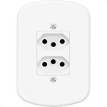 Conjunto Fame 4X2 Branco Com Placa 2Tomadas 10A 