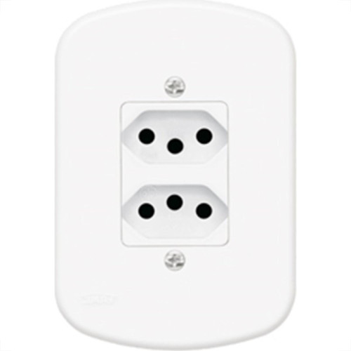 Conjunto Fame 4X2 Branco Com Placa 2Tomadas 10A 