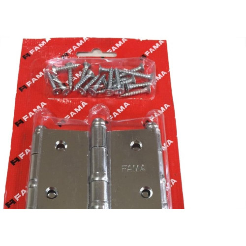 Dobradica Fama 1535 Ferro Cromado Bicromatizado 3.1/2 X 3 Com Anel Com 3 Pecas 