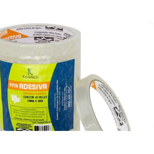 Fita Adesiva Transparente Koretech 12X40 Rf.12.10.4.0083 - Kit C/10 