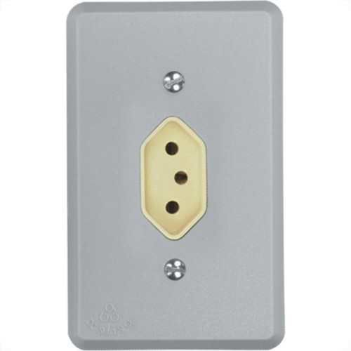 Conjunto Perlex 4X2 Cinza Com Placa(1Tomada 10A) 1311