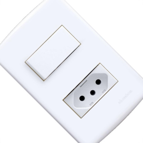 Conjunto Siena 4X2 Branco Com Placa (1Paralelo+1Tomada 10A) 6085