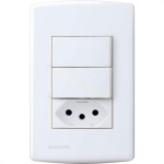 Conjunto Siena 4X2 Branco Com Placa (1Simples+1Paralelo+1Tomada) 6087