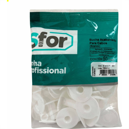 Bucha Fixacao Sforplast De Passagem Coaxial 10Mm 50 Pecas 161