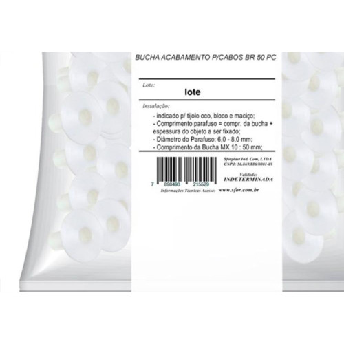 Bucha Fixacao Sforplast De Passagem Coaxial 10Mm 50 Pecas 161