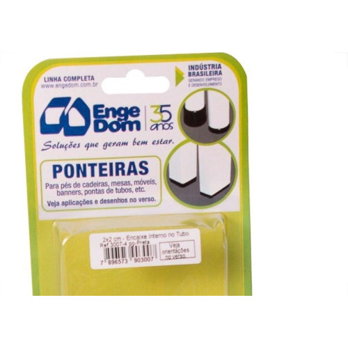 Ponteira Cadeira Engedom 20X20 Interno Preta 4 Pecas Quadrado 3007