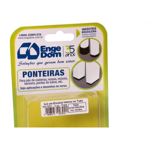 Ponteira Cadeira Engedom 30X30 Interno Preta 4 Pecas Quadrado 3021