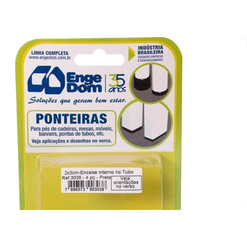Ponteira Cadeira Engedom 20X30 Interno Preta 4 Pecas Quadrado 3038