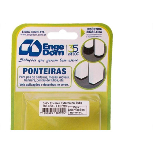 Ponteira Cadeira Engedom ''Pe'' Externa Preta   3/4'' 8 Pecas Redondo 3205