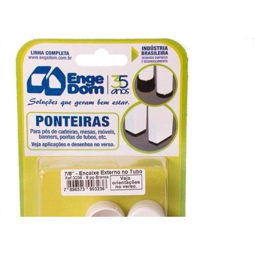 Ponteira Cadeira Engedom ''Pe'' Externo Branca   7/8'' 8 Pecas Redondo 3236