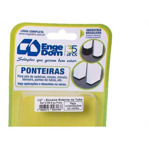 Ponteira Cadeira Engedom ''Pe'' Externo Preta   1/2'' 8 Pecas Redondo 3168
