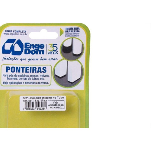 Ponteira Cadeira Engedom ''Pe'' Interno Preta  5/8'' 8 Pecas Redondo 3281