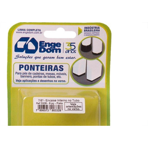 Ponteira Cadeira Engedom ''Pe'' Interno Preta  7/8'' 8 Pecas Redondo 3328