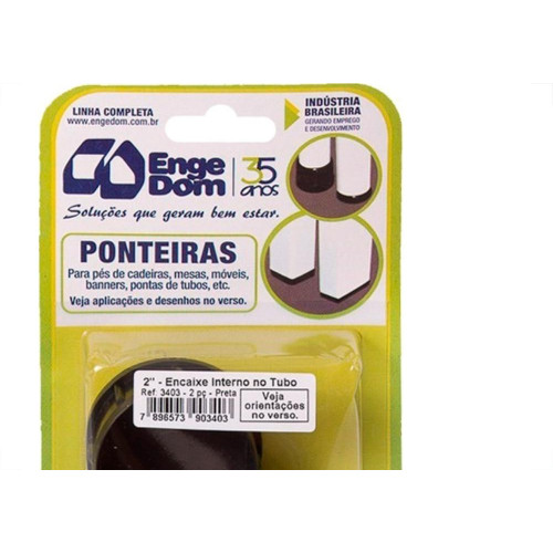 Ponteira Cadeira Engedom ''Pe'' Interno Preta  2'' 2 Pecas Redondo 3403