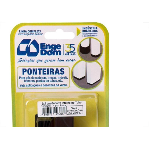 Ponteira Cadeira Engedom 20X40 Interno Preta 4 Pecas Retangular 3045