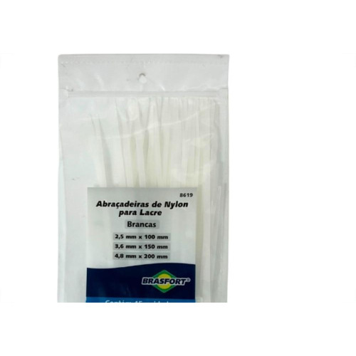 Abracadeira Nylon Brasfort Branca Kit 3 Medidas 45 Pecas 8619