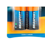 Pilha Brasfort Alcalina Grande ''D'' Cartela Com 2 Pecas 6303