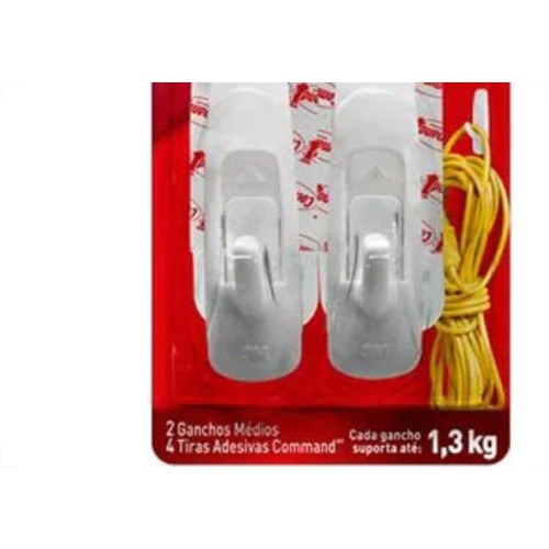 Gancho Adesivo 3M Branco Plastico 1,3 1Kg 2Pecas H0001818113