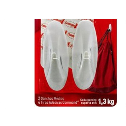 Gancho Adesivo 3M Designer Medio 2Pecas Branco H0002040865