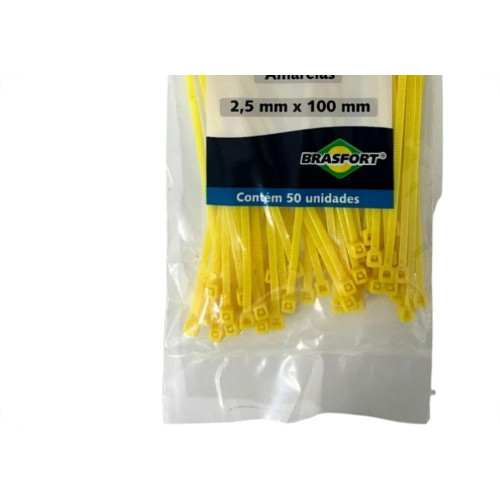 Abracadeira Nylon Brasfort Amarela 2,5X100 50 Pecas 7292