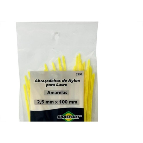Abracadeira Nylon Brasfort Amarela 2,5X100 50 Pecas 7292