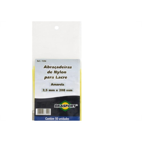 Abracadeira Nylon Brasfort Amarela 2,5X200 50 Pecas 7296
