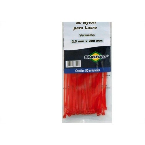 Abracadeira Nylon Brasfort Vermelha 2,5X200 50 Pecas 7299