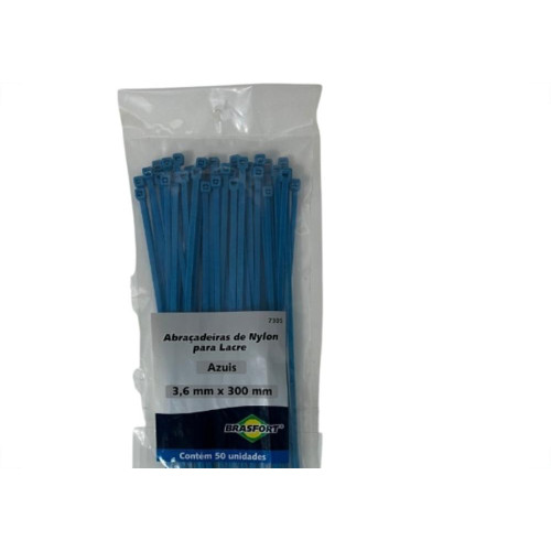 Abracadeira Nylon Brasfort Azul 3,6X300 50 Pecas 7305