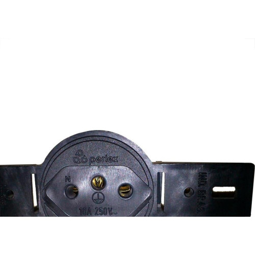 Conjunto Para Condulete Perlex Tomada 2 Polos +Terra 10A Redondo Preto 5511Pr